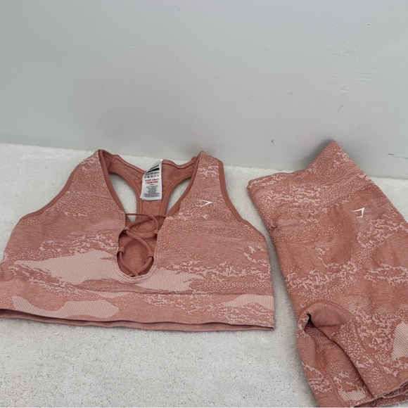 Gymshark Women’s Adapt Camo Misty Pink Hazy Pink Seamless Sports Set size L - Picture 1 of 14